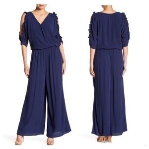 NWT Cece Naval Navy Ruffle Wide Leg Jumpsuit
